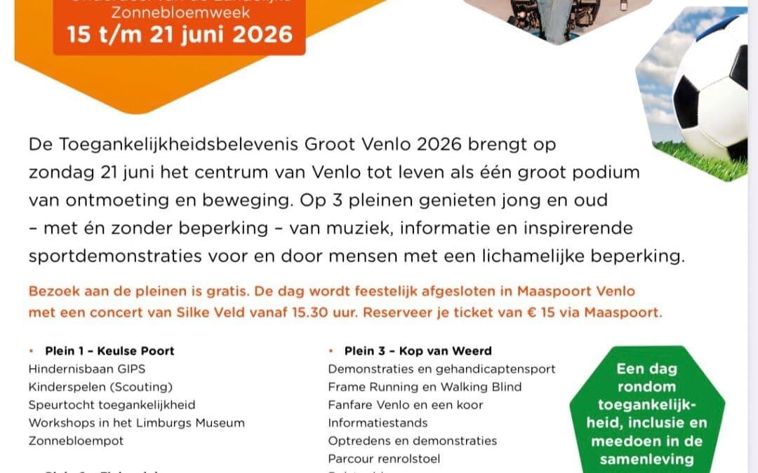 Toegankelijkheidsbelevenis Groot Venlo en concert Silke Veld met gastoptreden de Bevers.